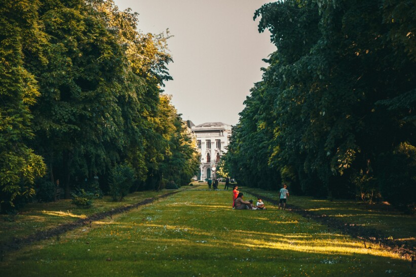 People relaxing in Cismigiu Gardens in Bucharest, Romania