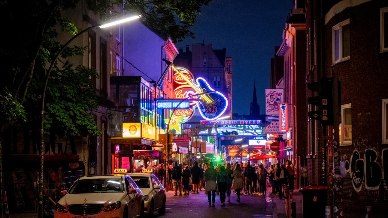 The Reeperbahn district in Hamburg, Germany