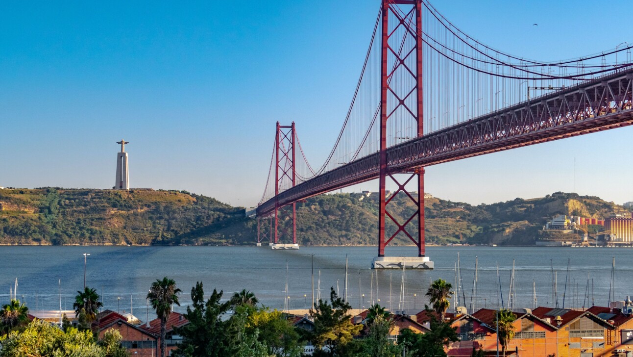 The red 25 de Abril bridge in Portugal, Lisbon