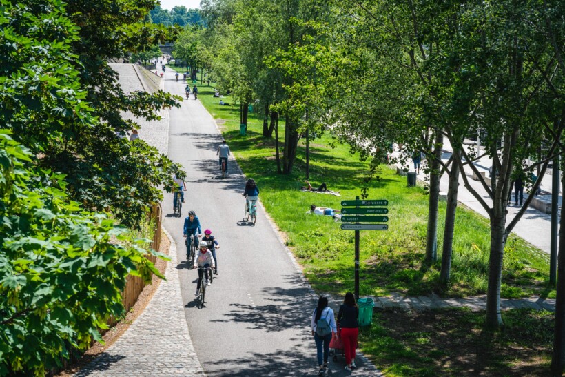 Cyclists ride through Lyon, France