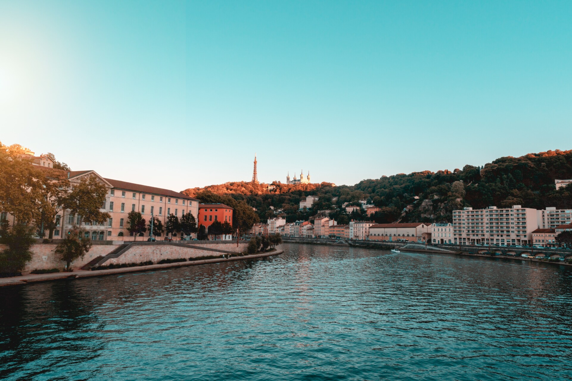 A view of the river in Lyon, France