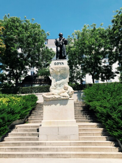 The Goya statue at the Prado museum in Madrid, Spain
