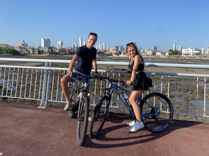 Two cyclists in Panama City