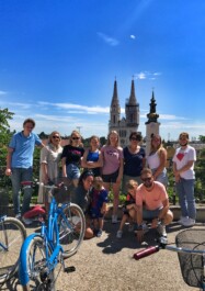 Posing in front of the Zagreb Cathedral.
